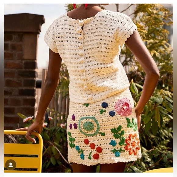 Love The Label Leighton Skirt Size XS NWT Multi Ivory Crochet Cotton Mini Boho - Picture 10 of 11